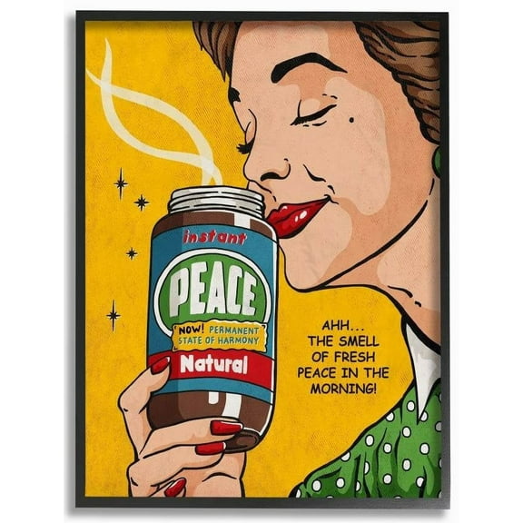 Stupell Industries Instant Peace Funny Vintage Comic Book Design Framed Wall Art by Ester Kay