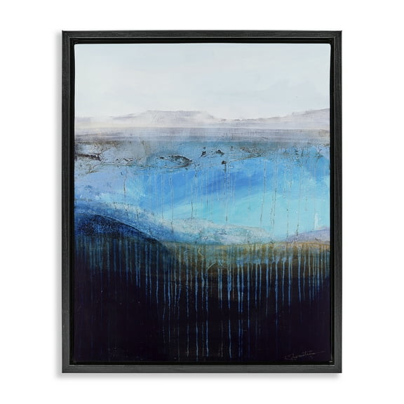 Stupell Industries Intense Abstract Landscape Abstract Painting Black Floater Framed Canvas Art Print Wall Art, 17 x 21