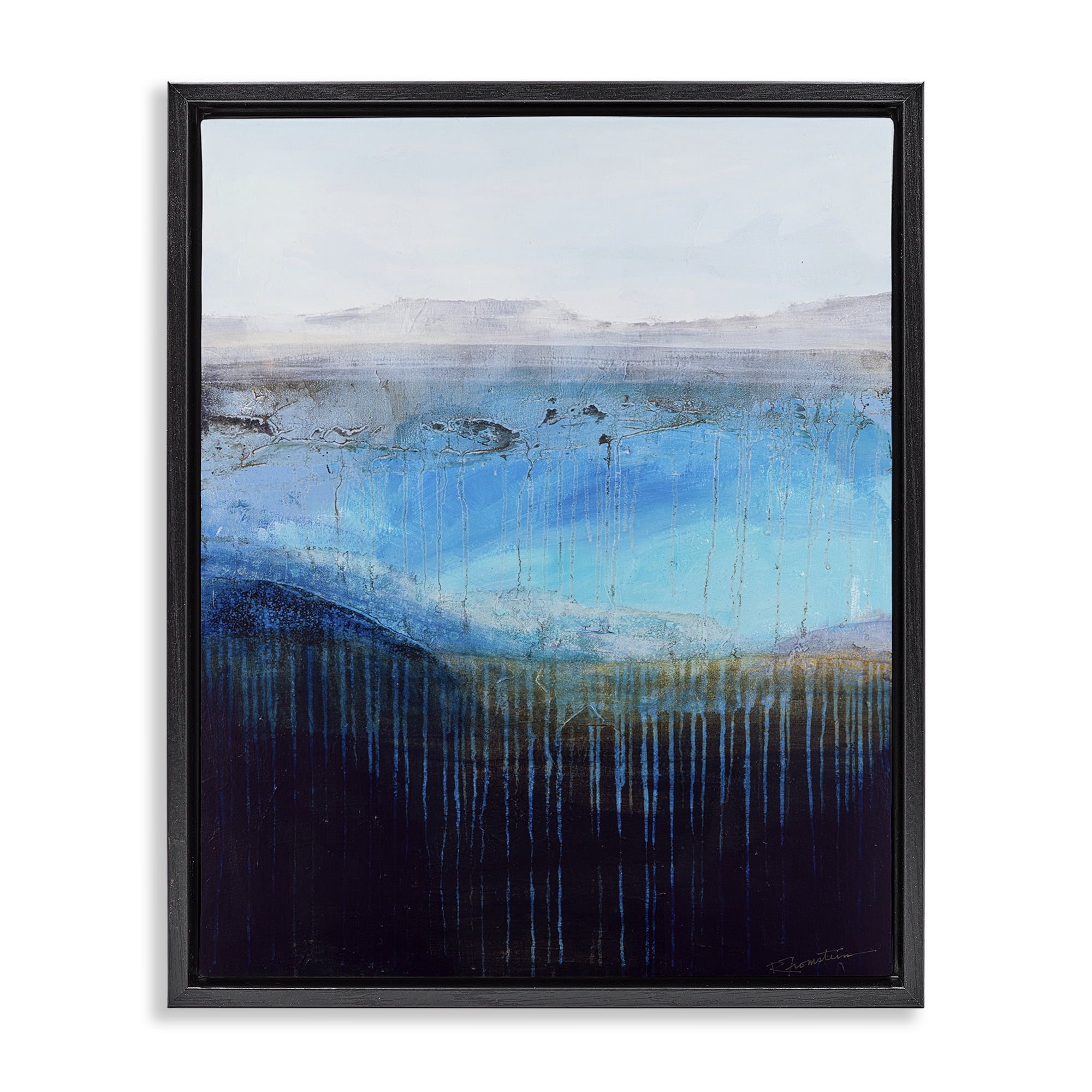 Stupell Industries Intense Abstract Landscape Abstract Painting Black Floater Framed Canvas Art Print Wall Art, 25 x 31
