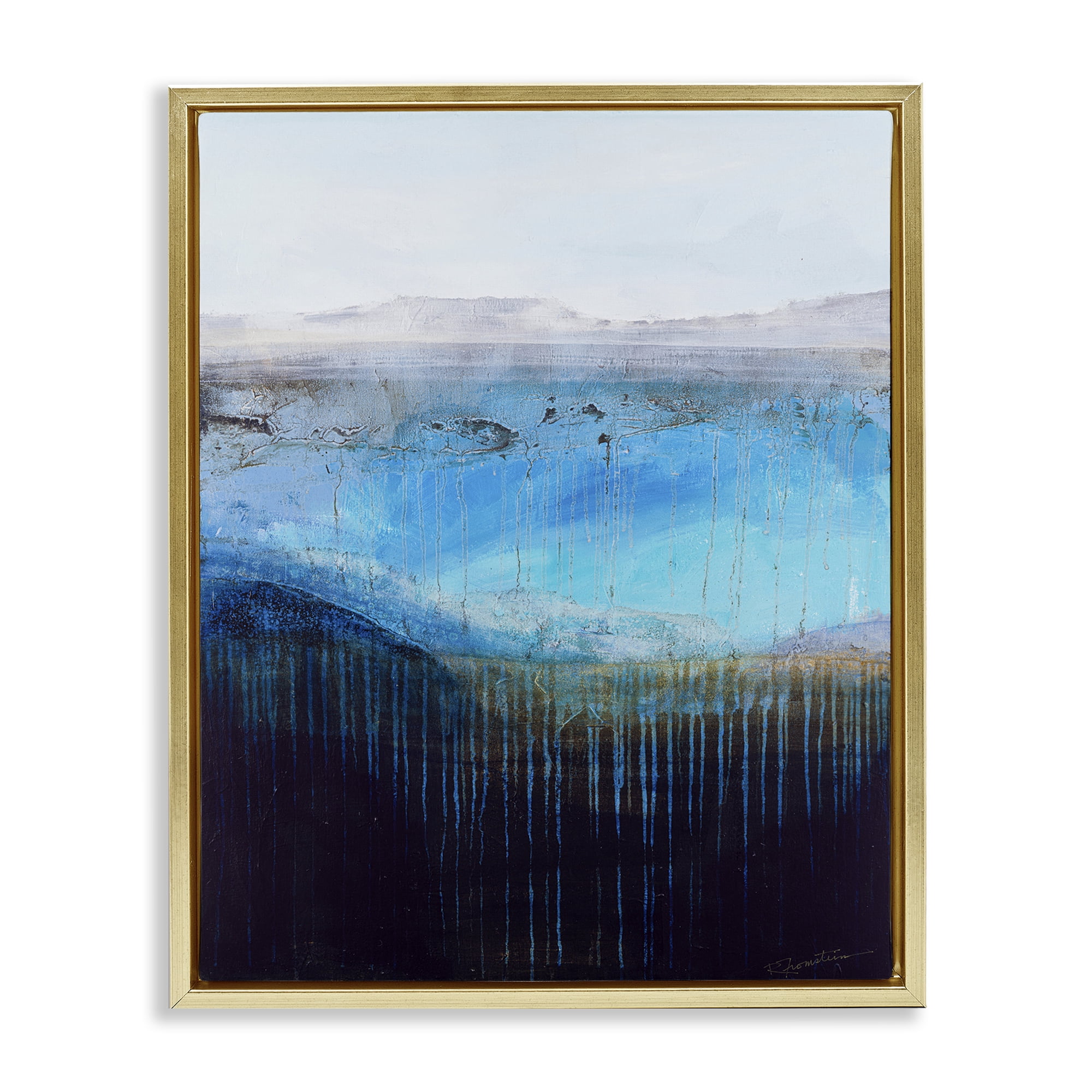 Stupell Industries Intense Abstract Landscape Abstract Painting Gold Floater Framed Canvas Art Print Wall Art, 17 x 21