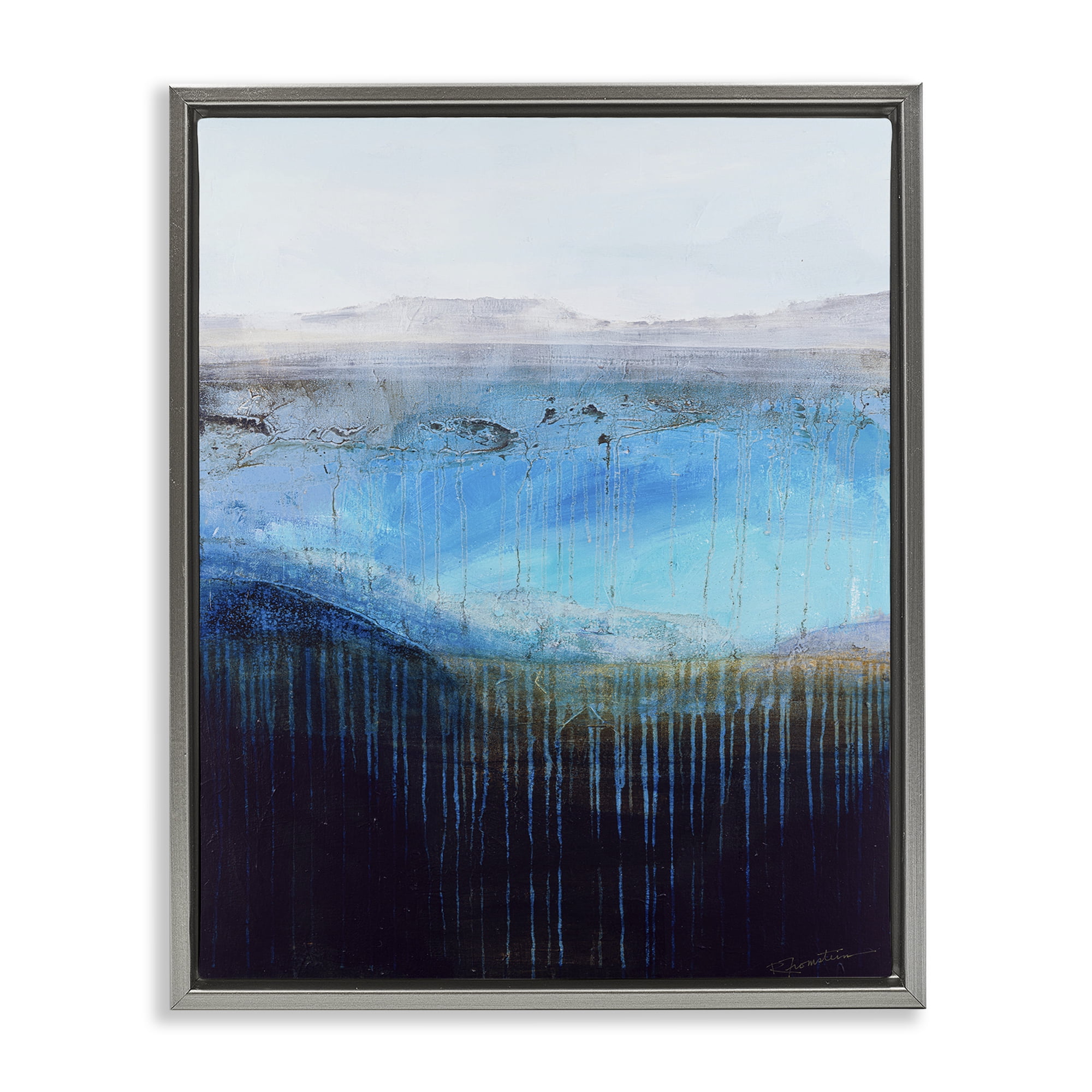Stupell Industries Intense Abstract Landscape Abstract Painting Gray Floater Framed Canvas Art Print Wall Art, 25 x 31