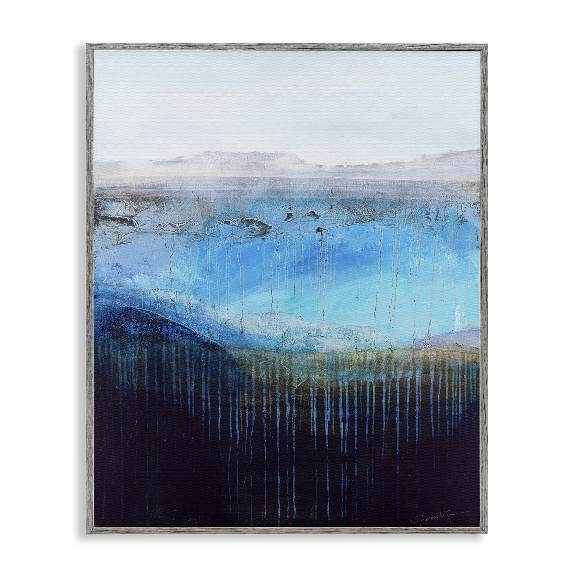 Stupell Industries Intense Abstract Landscape Abstract Painting Gray Framed Art Print Wall Art, 16 x 20