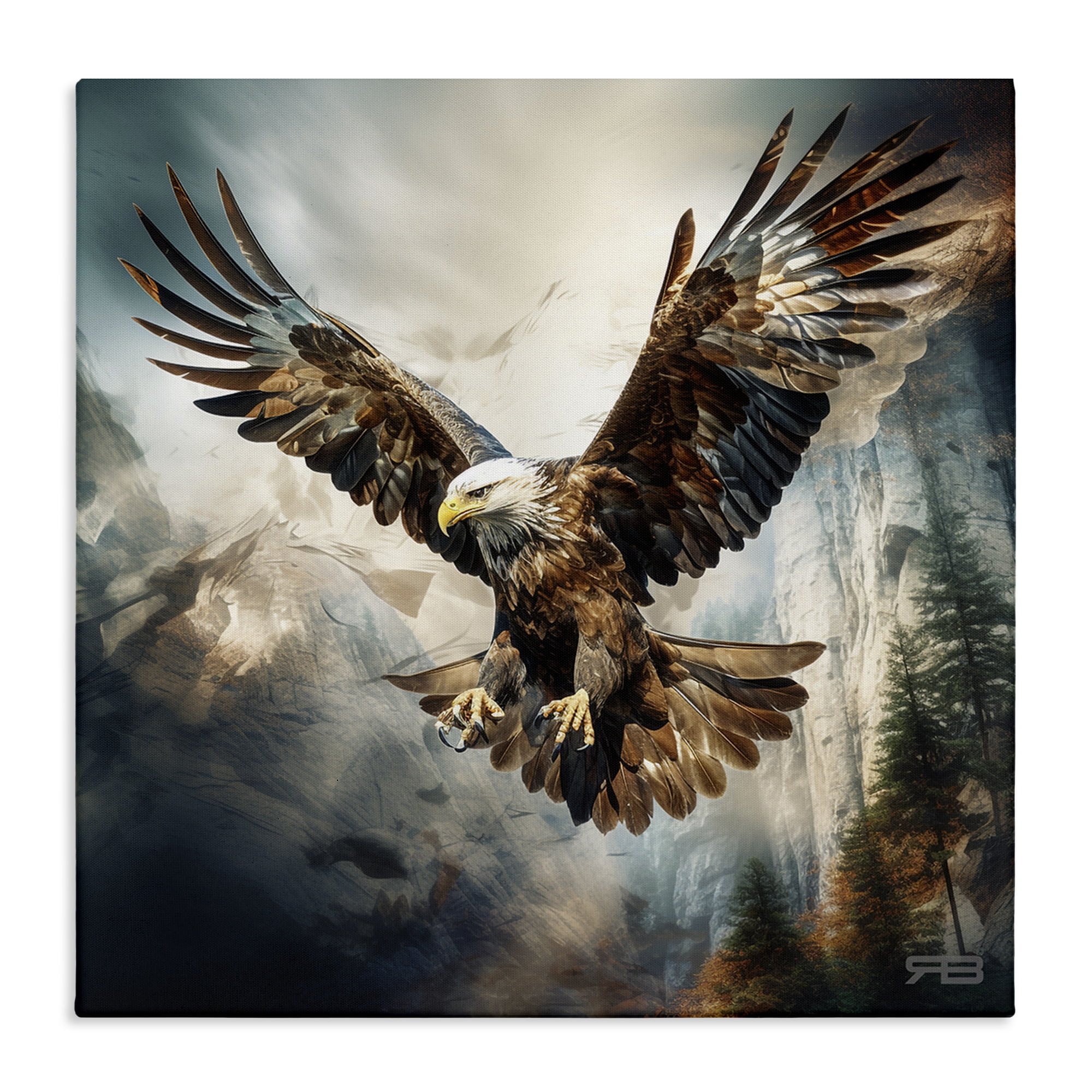 Stupell Industries Intense Eagle Spreading Wings Animals & Insects Painting Gallery Wrapped Canvas Art Print Wall Art, 17 x 17