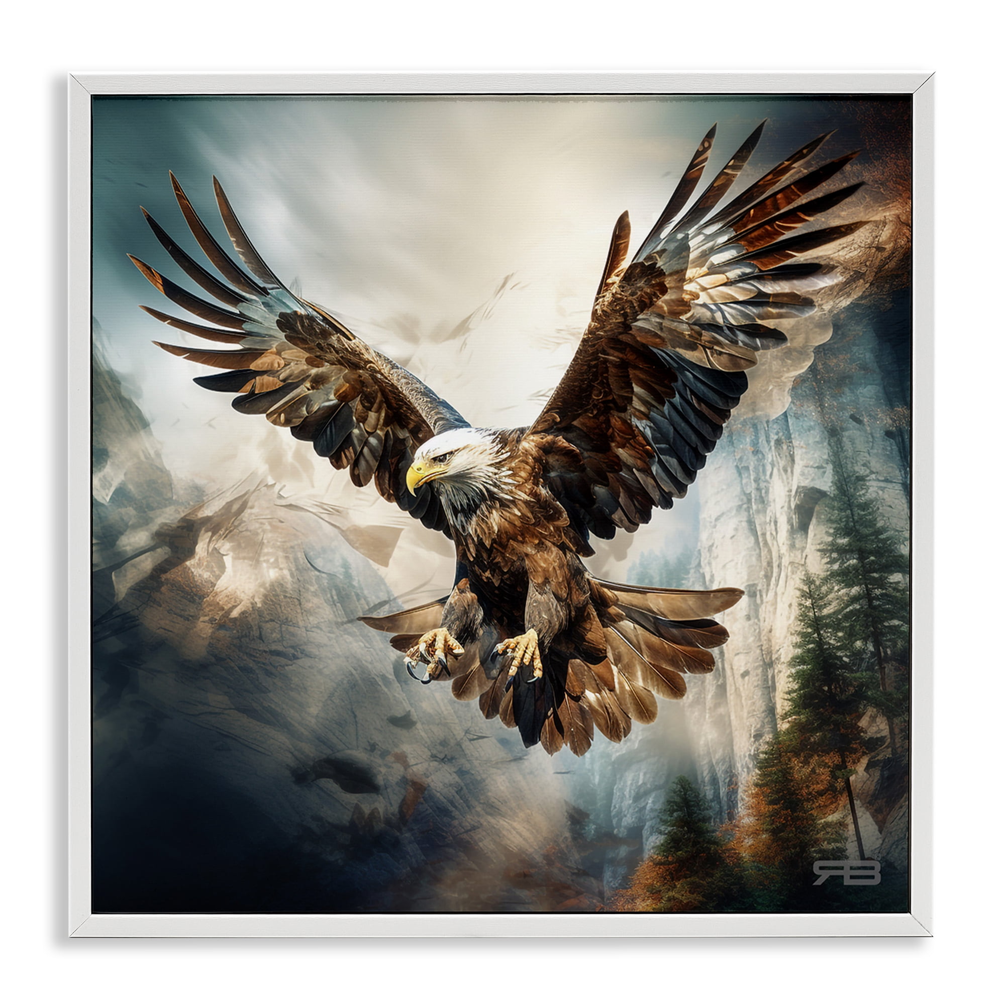 Stupell Industries Intense Eagle Spreading Wings Animals & Insects Painting White Framed Art Print Wall Art, 12 x 12