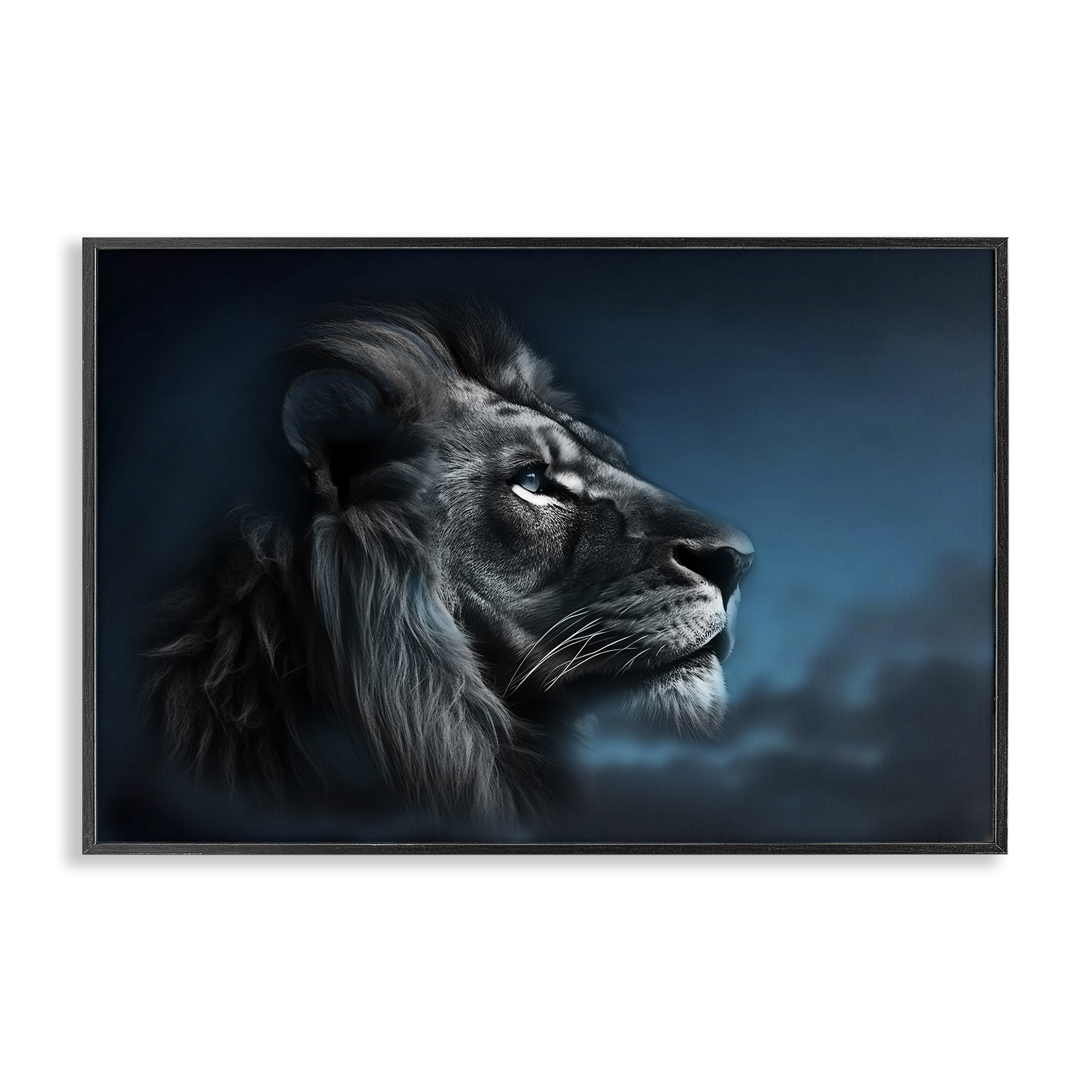 Stupell Industries Intense Gazing Lion Animals & Insects Painting Black Framed Art Print Wall Art, 18 x 12