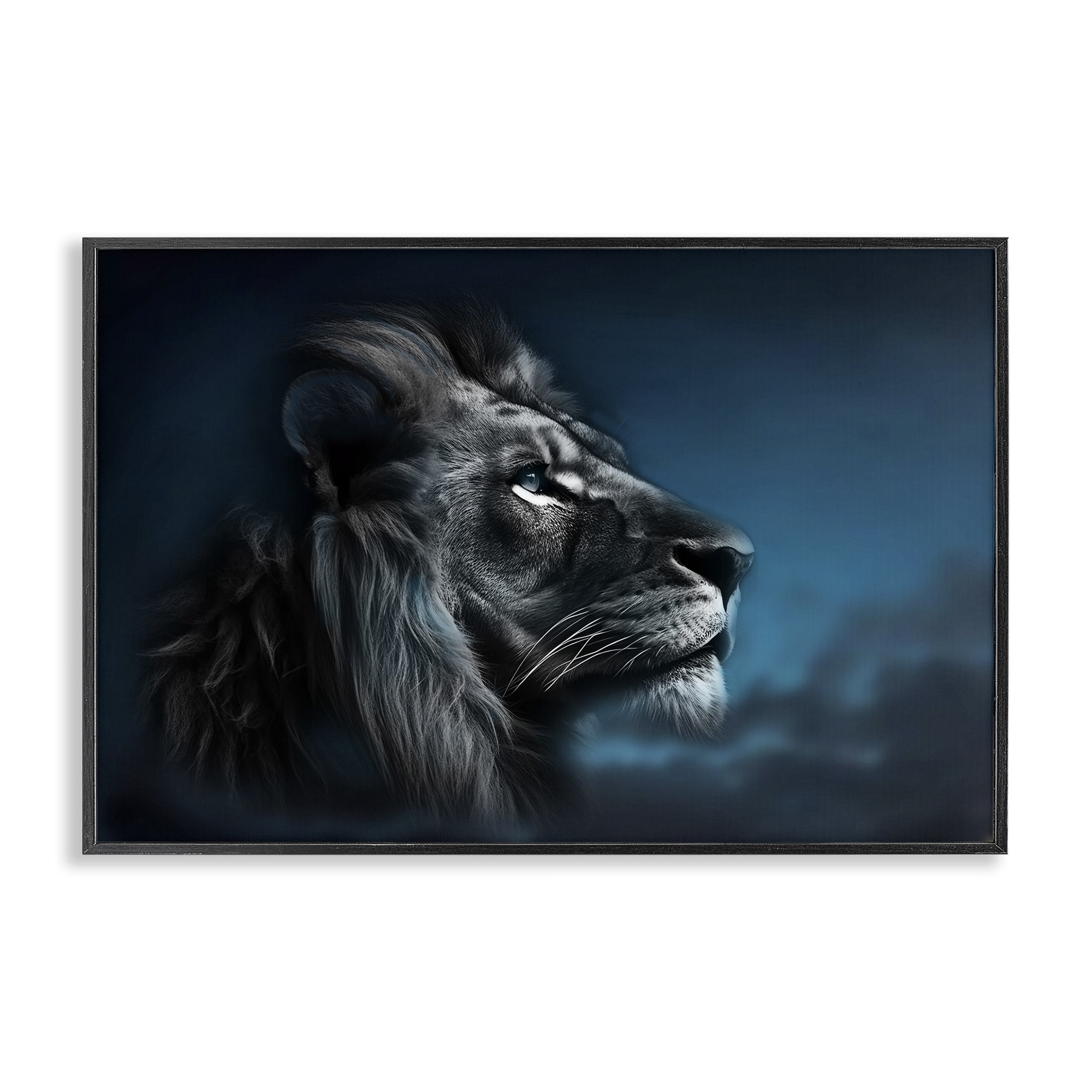 Stupell Industries Intense Gazing Lion Animals & Insects Painting Black Framed Art Print Wall Art, 24 x 16