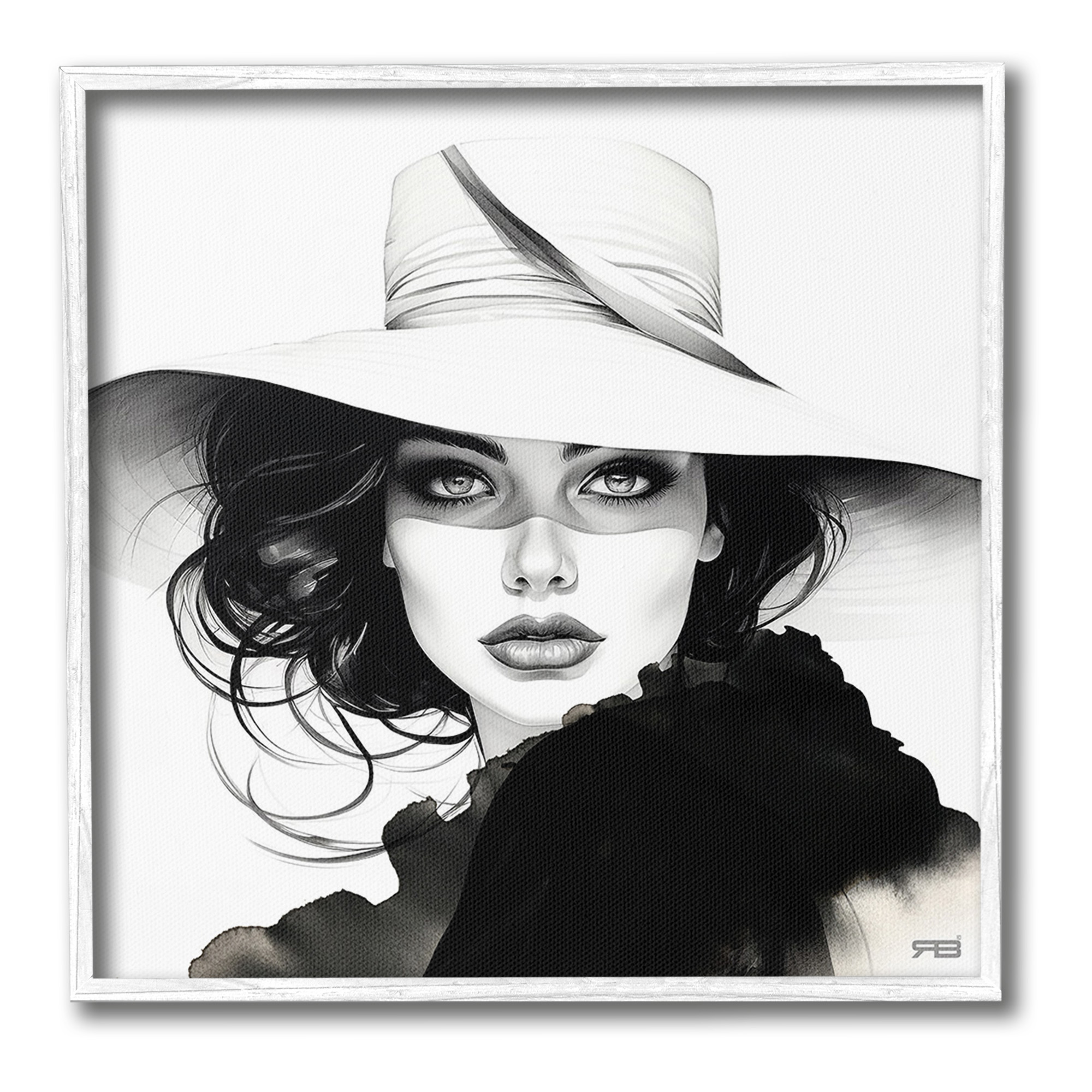 Stupell Industries Intense Glam Gaze Beauty & Fashion Painting White Framed Art Print Wall Art, 24 x 24