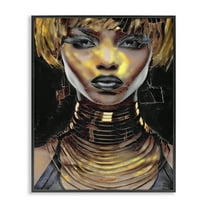 Stupell Industries Intense Glam Woman Portrait People Painting Black Framed Art Print Wall Art, 11 x 14