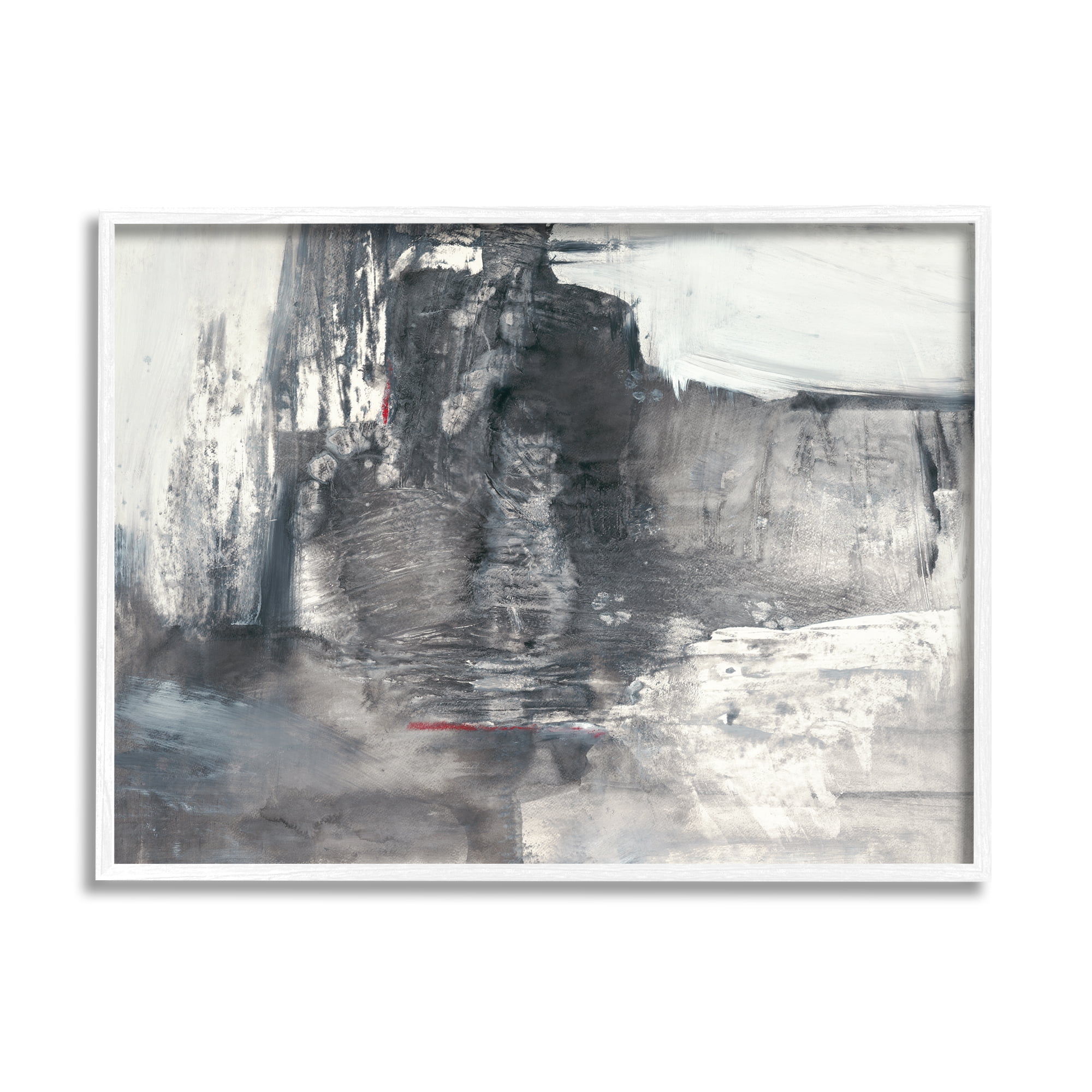 Stupell Industries Intense Movement Abstraction Contrasting Soft Grey White Modern Painting White Framed Art Print Wall Art, 24 x 30, Design by Michell Oppenheimer