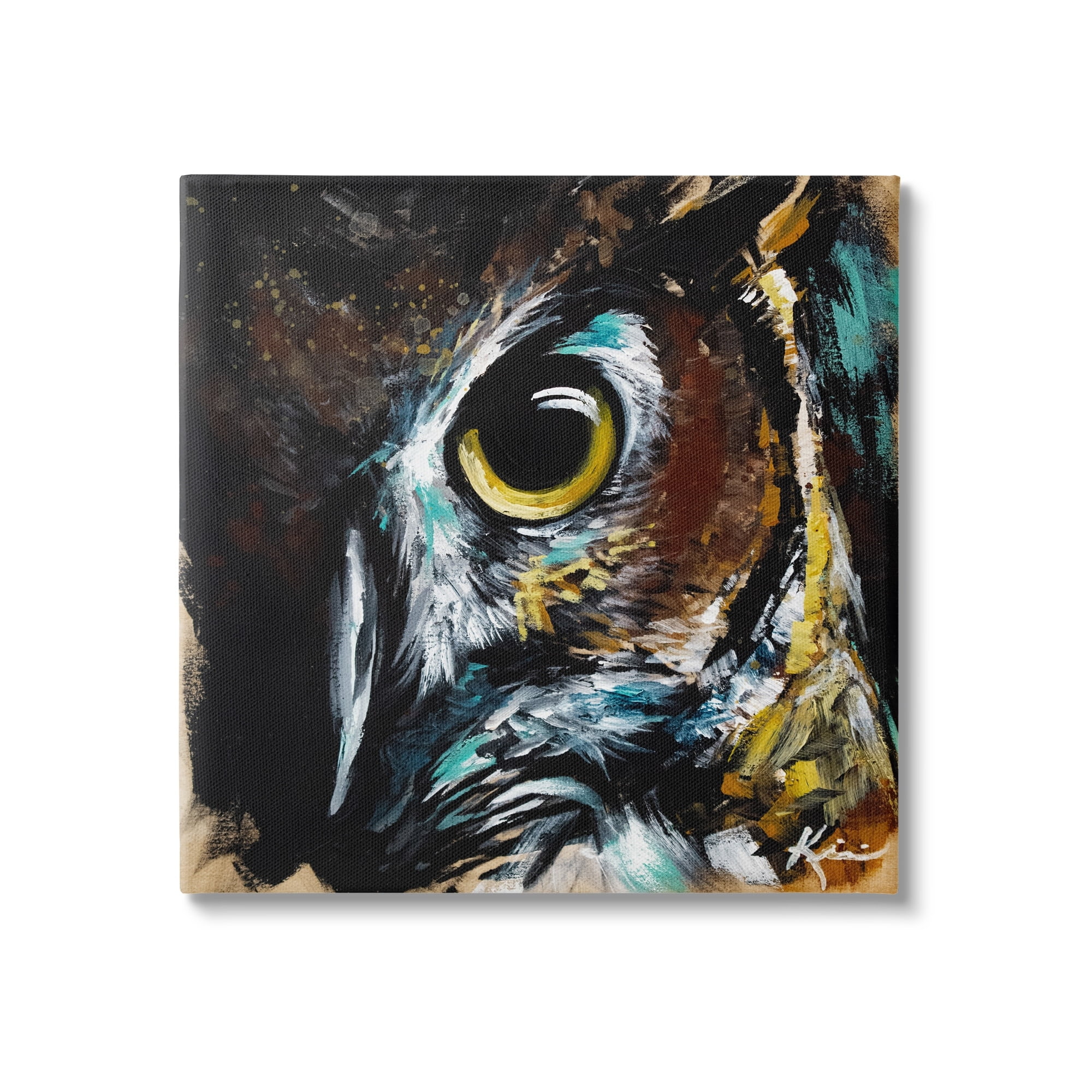 Stupell Industries Intense Owl Eye Portrait Wildlife Animals & Insects Painting Gallery Wrapped Canvas Print Wall Art