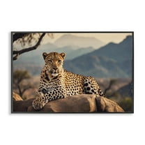 Stupell Industries Intense Watching Cheetah Animals Photography Black Framed Art Print Wall Art, 18 x 12
