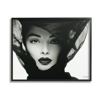 Stupell Industries Intense Woman Gaze Beauty & Fashion Painting Black Framed Art Print Wall Art, 14 x 11