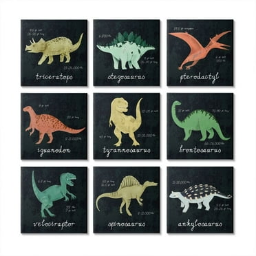 Stupell Industries Interesting Dinosaur Facts with Colorful Illustrations Designed by Daphne Polselli
