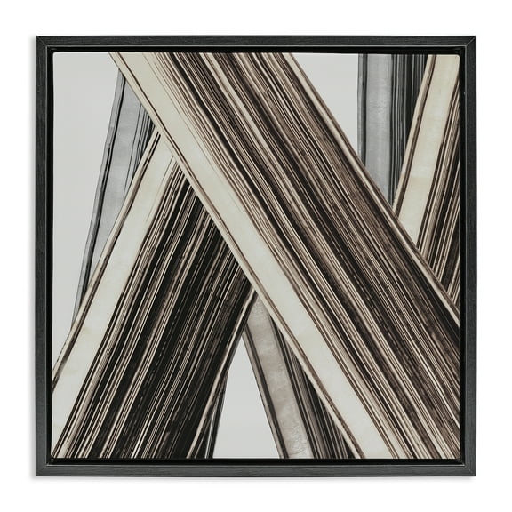 Stupell Industries Intersecting Lines Abstract Abstract Painting Black Floater Framed Canvas Art Print Wall Art, 18 x 18