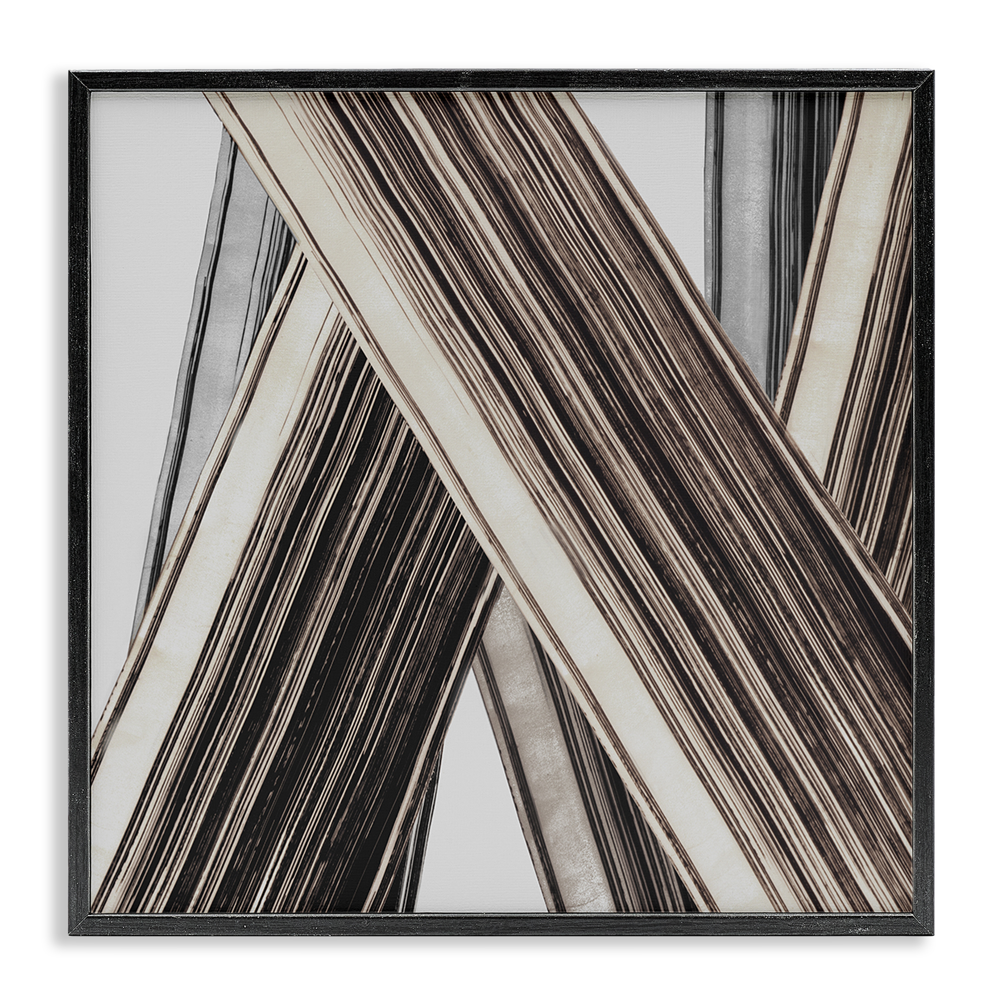 Stupell Industries Intersecting Lines Abstract Abstract Painting Black Framed Art Print Wall Art, 24 x 24