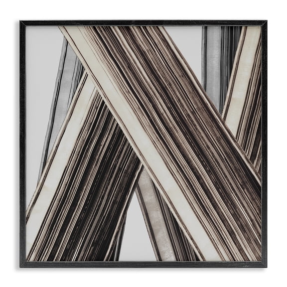 Stupell Industries Intersecting Lines Abstract Abstract Painting Black Framed Art Print Wall Art, 24 x 24