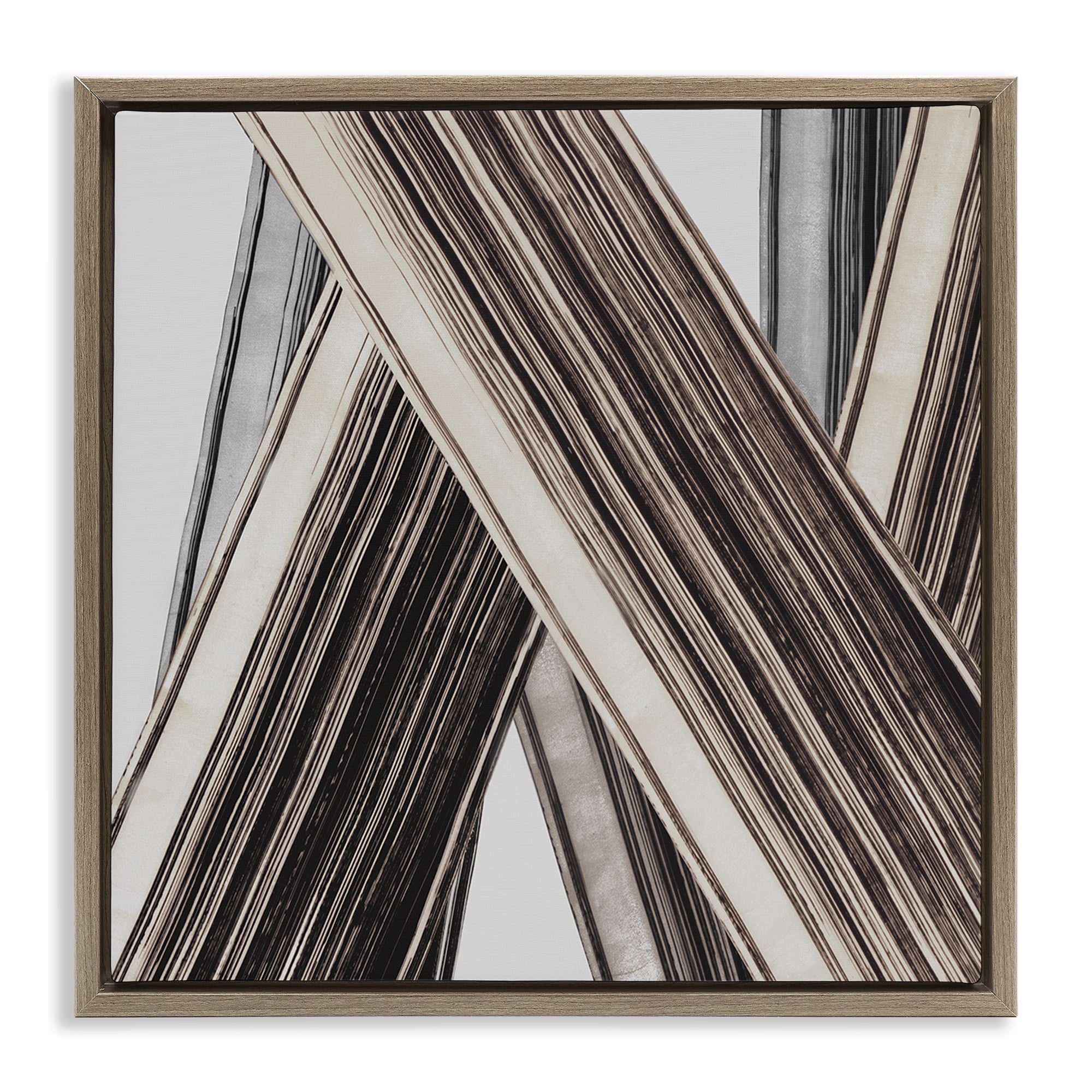 Stupell Industries Intersecting Lines Abstract Abstract Painting Brown Floater Framed Canvas Art Print Wall Art, 25 x 25