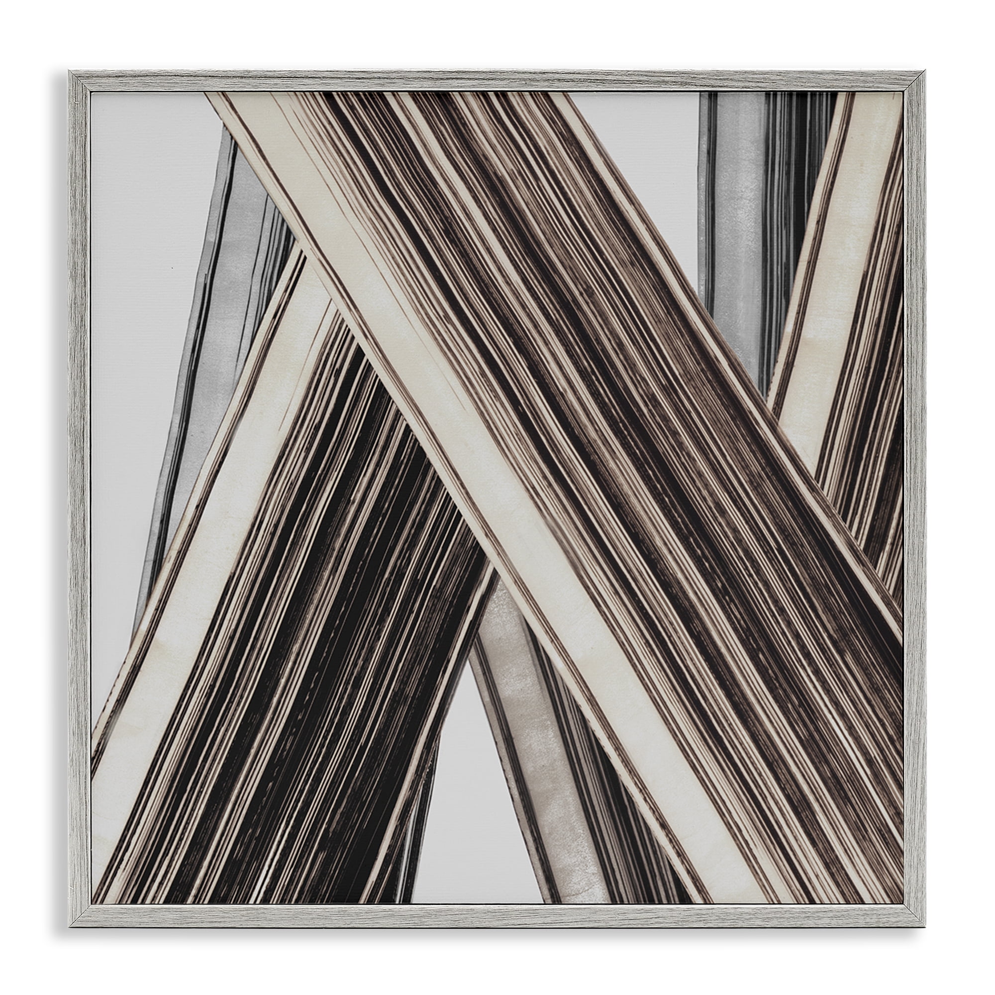 Stupell Industries Intersecting Lines Abstract Abstract Painting Gray Framed Art Print Wall Art, 12 x 12