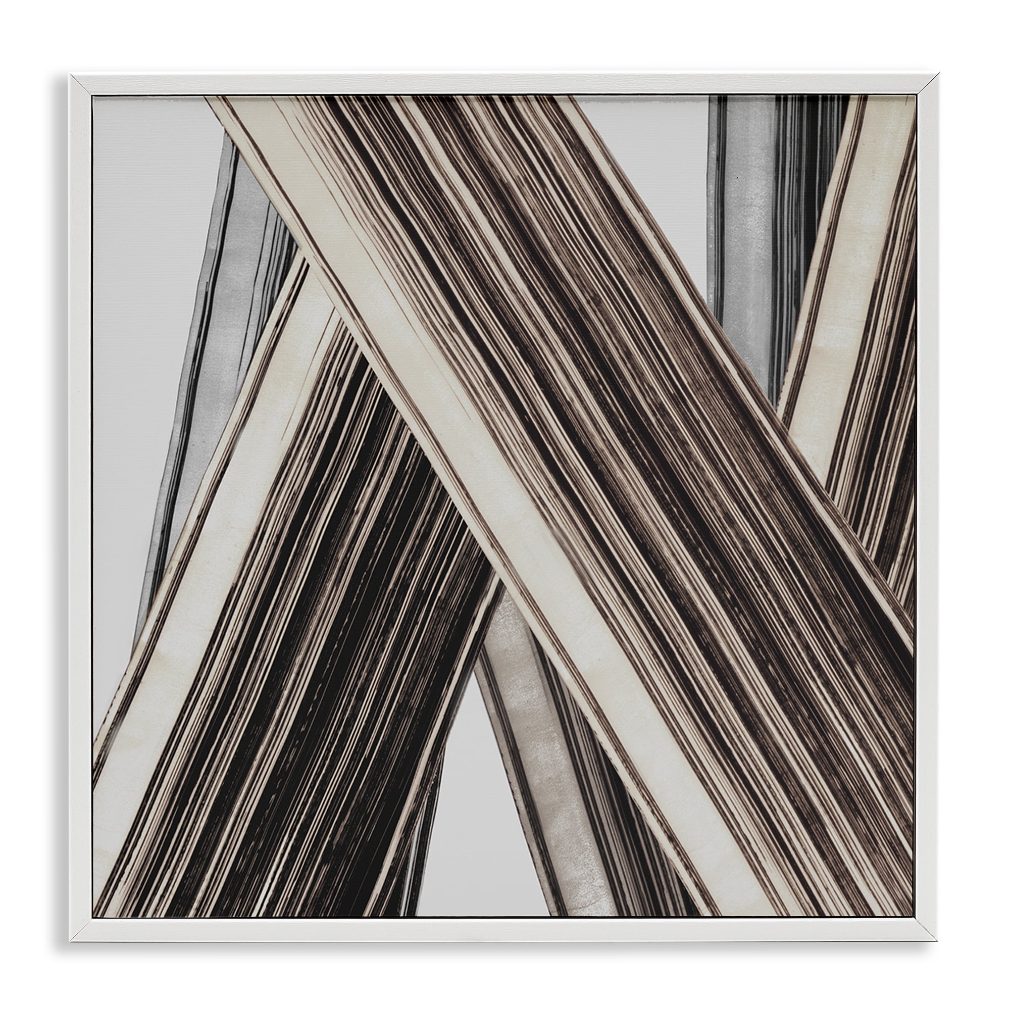 Stupell Industries Intersecting Lines Abstract Abstract Painting White Framed Art Print Wall Art, 17 x 17
