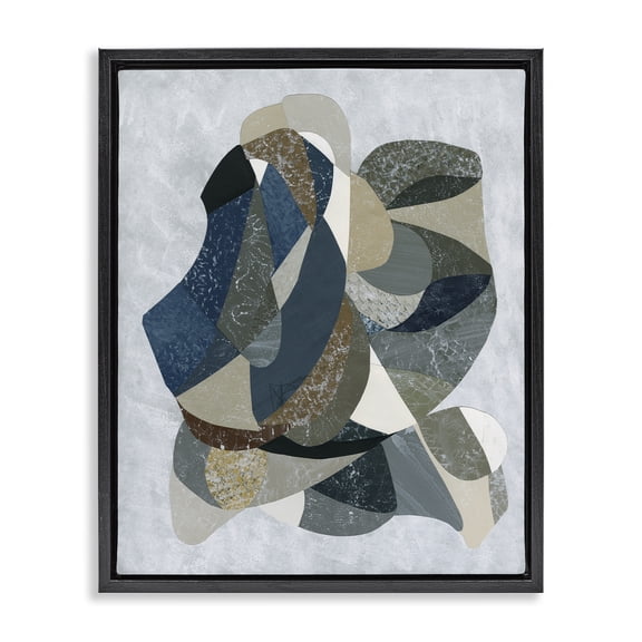 Stupell Industries Intertwined Geometric Shapes Geometric Painting Black Floater Framed Canvas Art Print Wall Art, 17 x 21