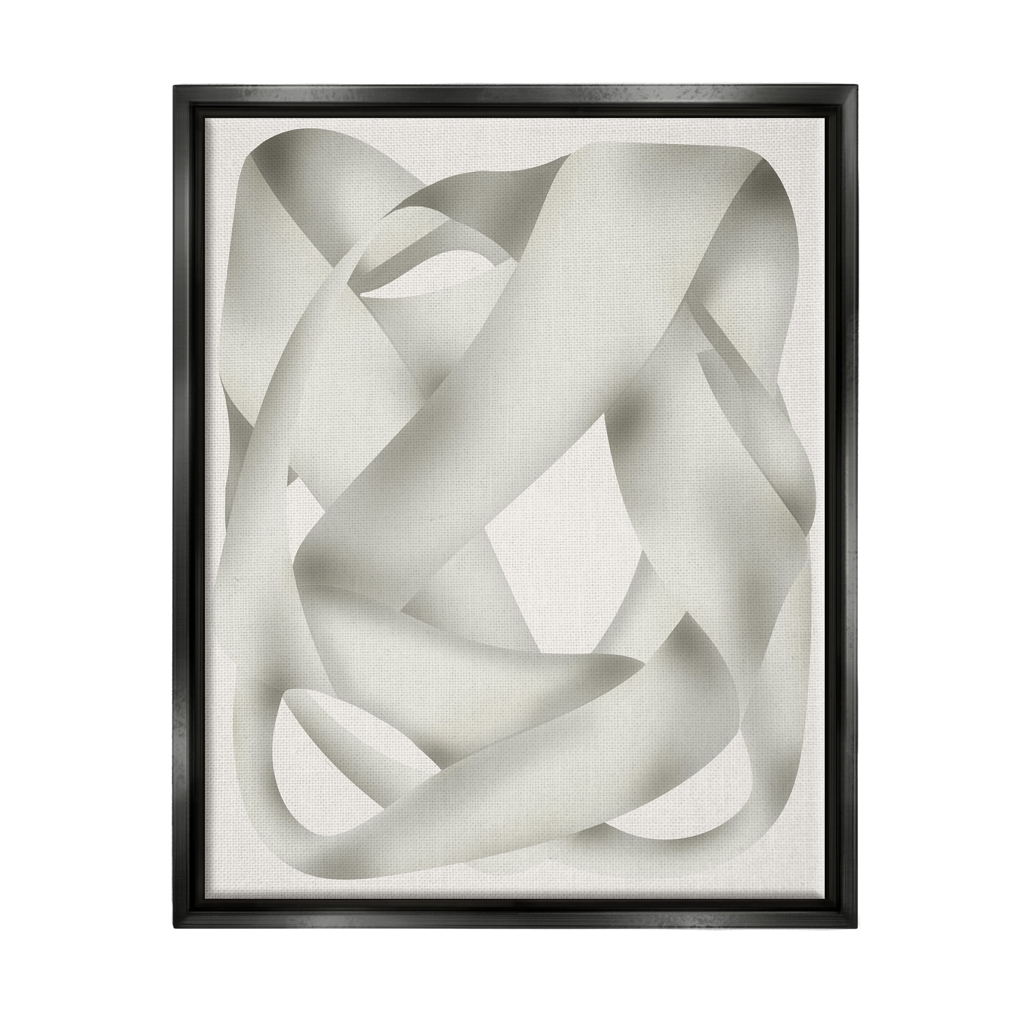 Stupell Industries Intertwining Abstract Shape Abstract Painting Black Floater Framed Canvas Art Print Wall Art, 17 x 21