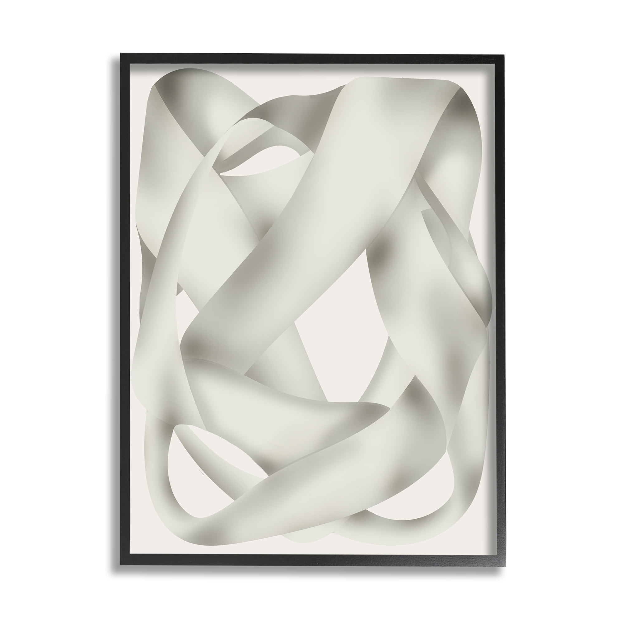 Stupell Industries Intertwining Abstract Shape Abstract Painting Black Framed Art Print Wall Art, 16 x 20