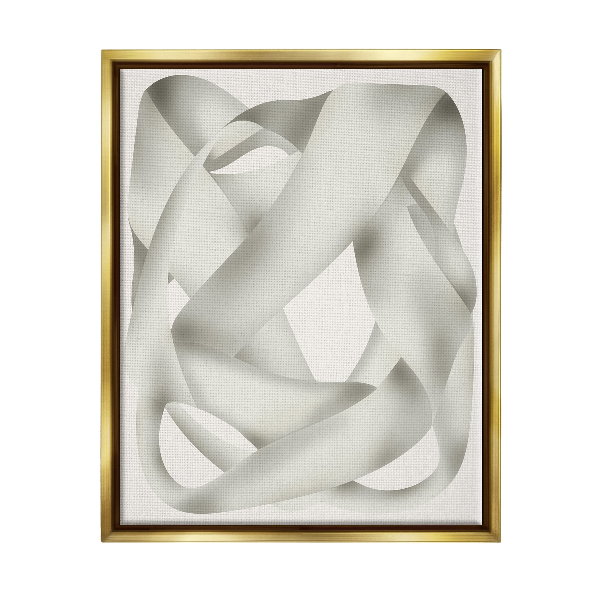 Stupell Industries Intertwining Abstract Shape Abstract Painting Gold Floater Framed Canvas Art Print Wall Art, 25 x 31