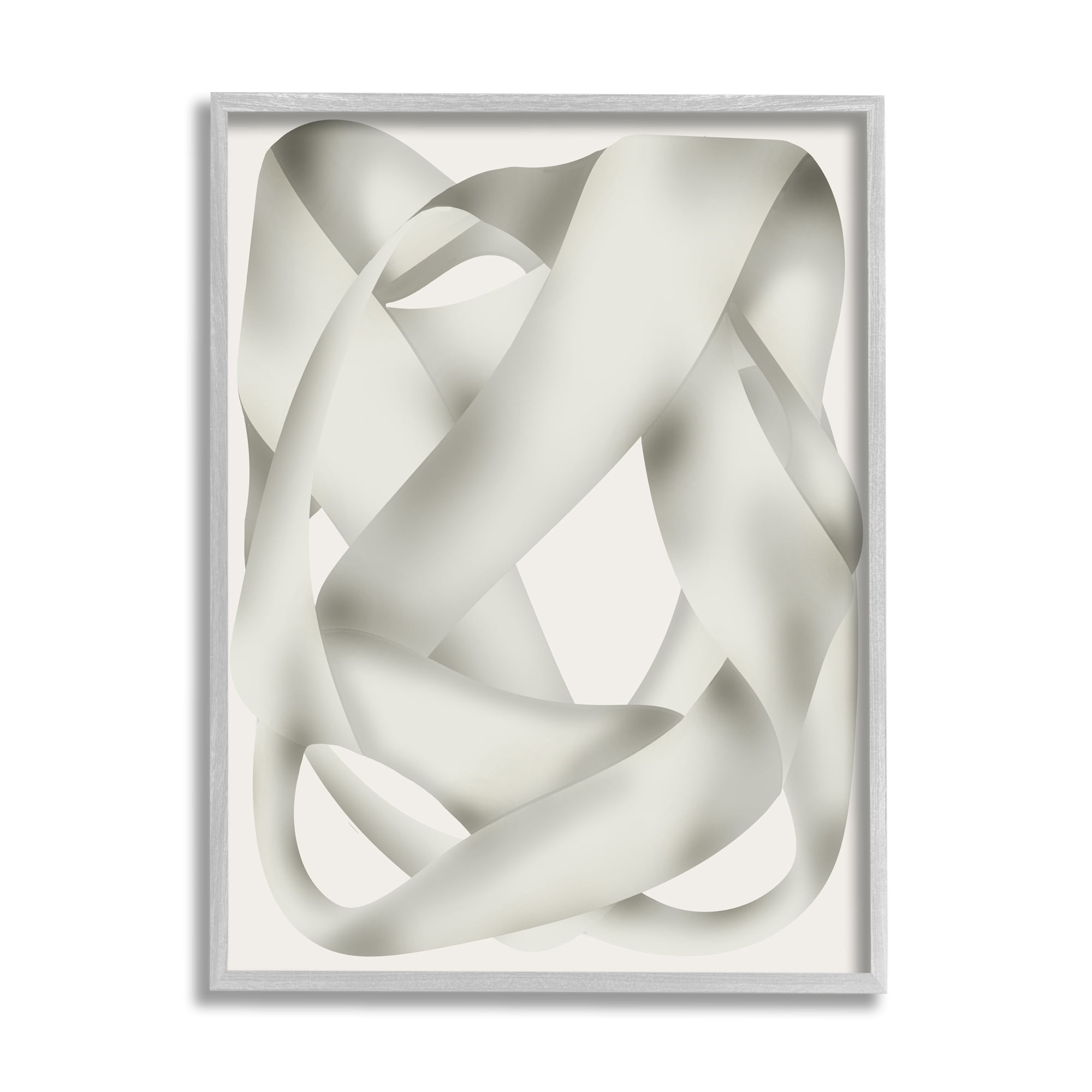 Stupell Industries Intertwining Abstract Shape Abstract Painting Gray Framed Art Print Wall Art, 16 x 20