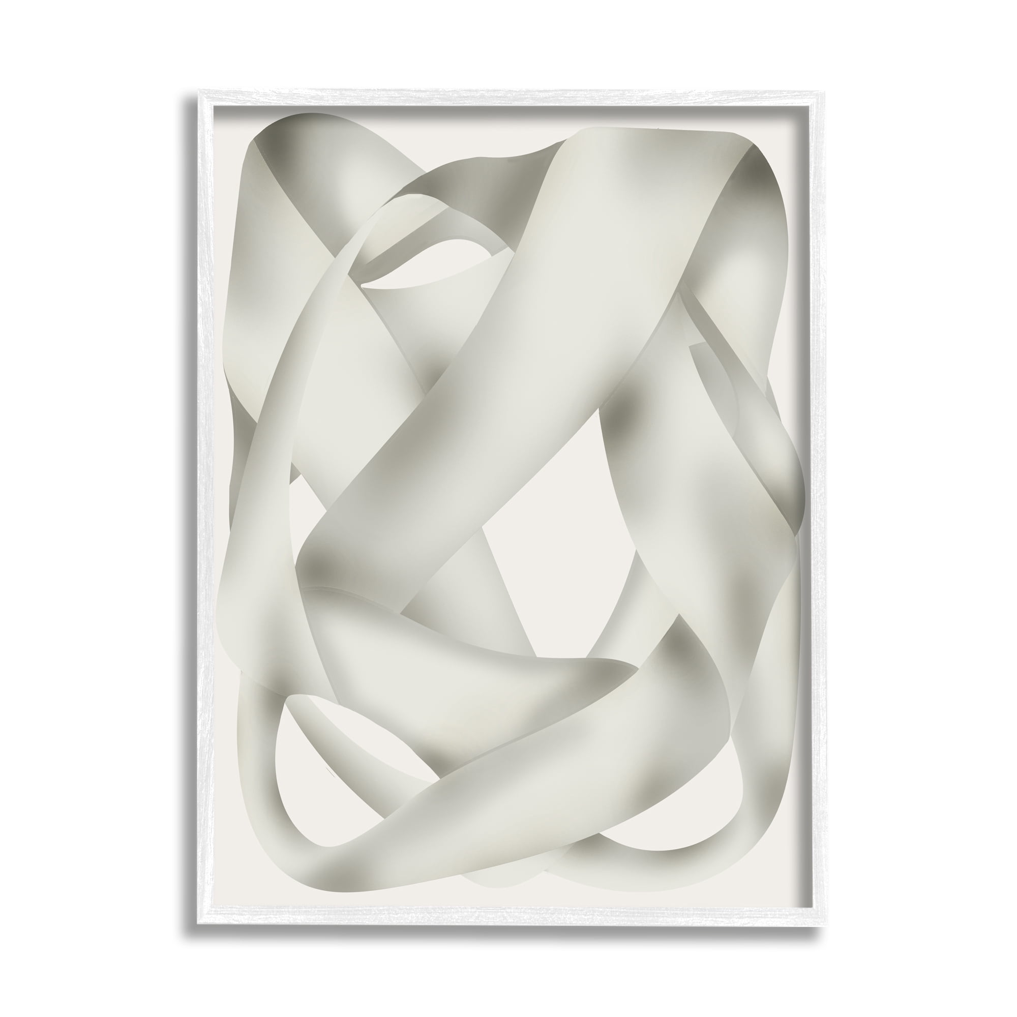 Stupell Industries Intertwining Abstract Shape Abstract Painting White Framed Art Print Wall Art, 16 x 20