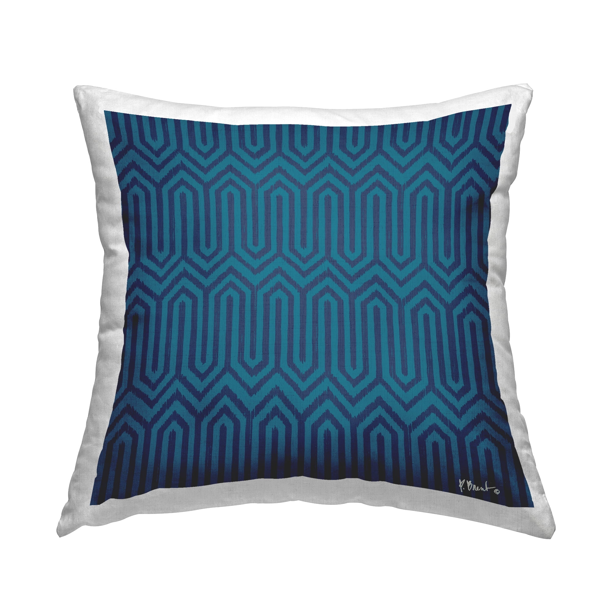 Stupell Industries Intertwining Zigzag Blue Geometric Pattern Design by Paul Brent Throw Pillow