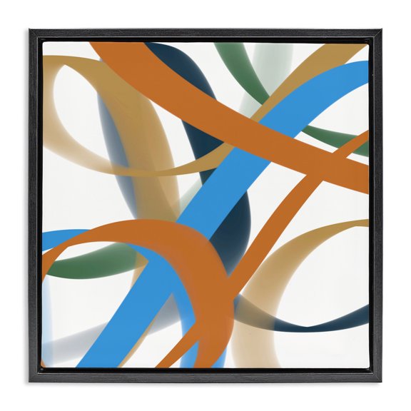 Stupell Industries Interwoven Curving Ribbons Black Framed Floater Canvas Wall Art design by Atelier Posters, 18 x 18