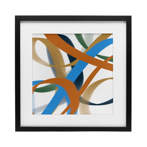 Stupell Industries Interwoven Curving Ribbons Black Framed Print Under Glass design by Atelier Posters, 13 x 13
