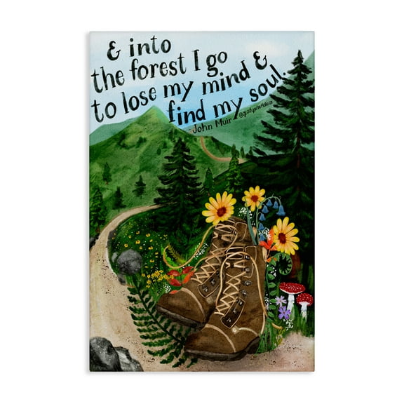 Stupell Industries Into The Forest I Go Quote Canvas Wall Art design by Glad You're Here Co., 24 x 16