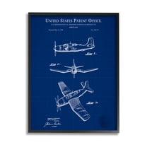 Stupell Industries Intricate Aircraft Vehicle Blueprint Graphic Art Black Framed Art Print Wall Art, Design by Karl Hronek