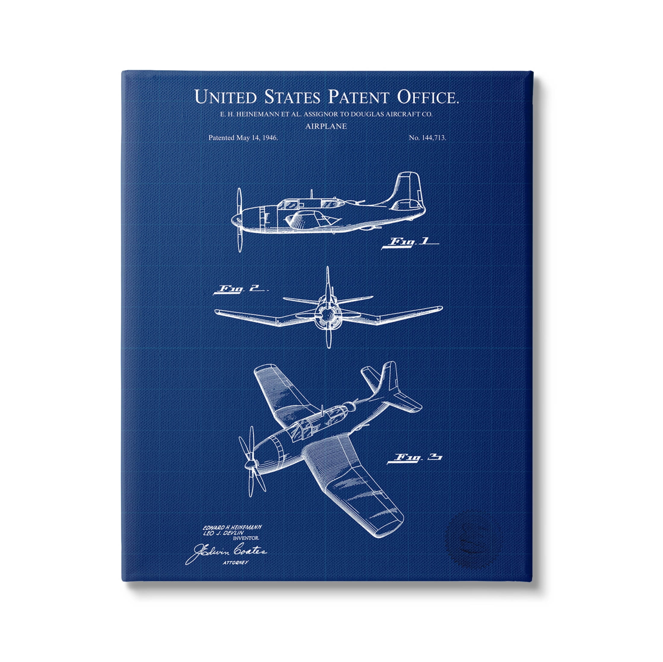 Stupell Industries Intricate Aircraft Vehicle Blueprint Graphic Art Gallery Wrapped Canvas Print Wall Art, Design by Karl Hronek