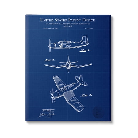Stupell Industries Intricate Aircraft Vehicle Blueprint Graphic Art Gallery Wrapped Canvas Print Wall Art, Design by Karl Hronek
