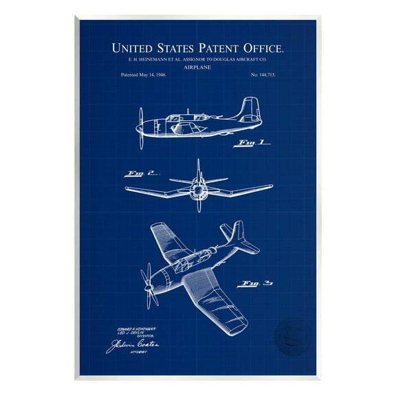 Stupell Industries Intricate Aircraft Vehicle Blueprint Graphic Art Unframed Art Print Wall Art, Design by Karl Hronek