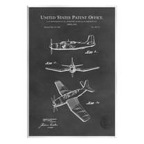 Stupell Industries Intricate Airplane Blueprint Chart Graphic Art Unframed Art Print Wall Art, Design by Karl Hronek