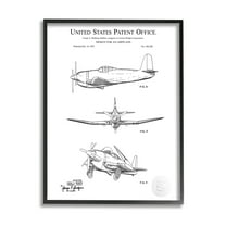 Stupell Industries Intricate Airplane Diagram Graphic Art Black Framed Art Print Wall Art, Design by Karl Hronek