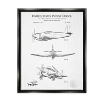 Stupell Industries Intricate Airplane Diagram Graphic Art Jet Black Floating Framed Canvas Print Wall Art, Design by Karl Hronek
