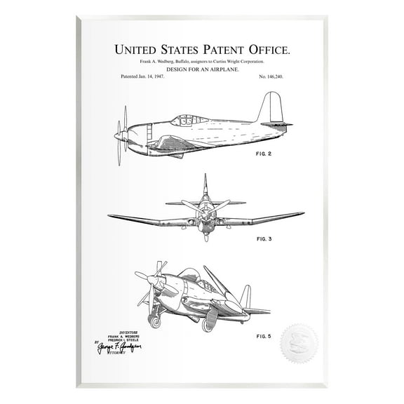 Stupell Industries Intricate Airplane Diagram Graphic Art Unframed Art Print Wall Art, Design by Karl Hronek