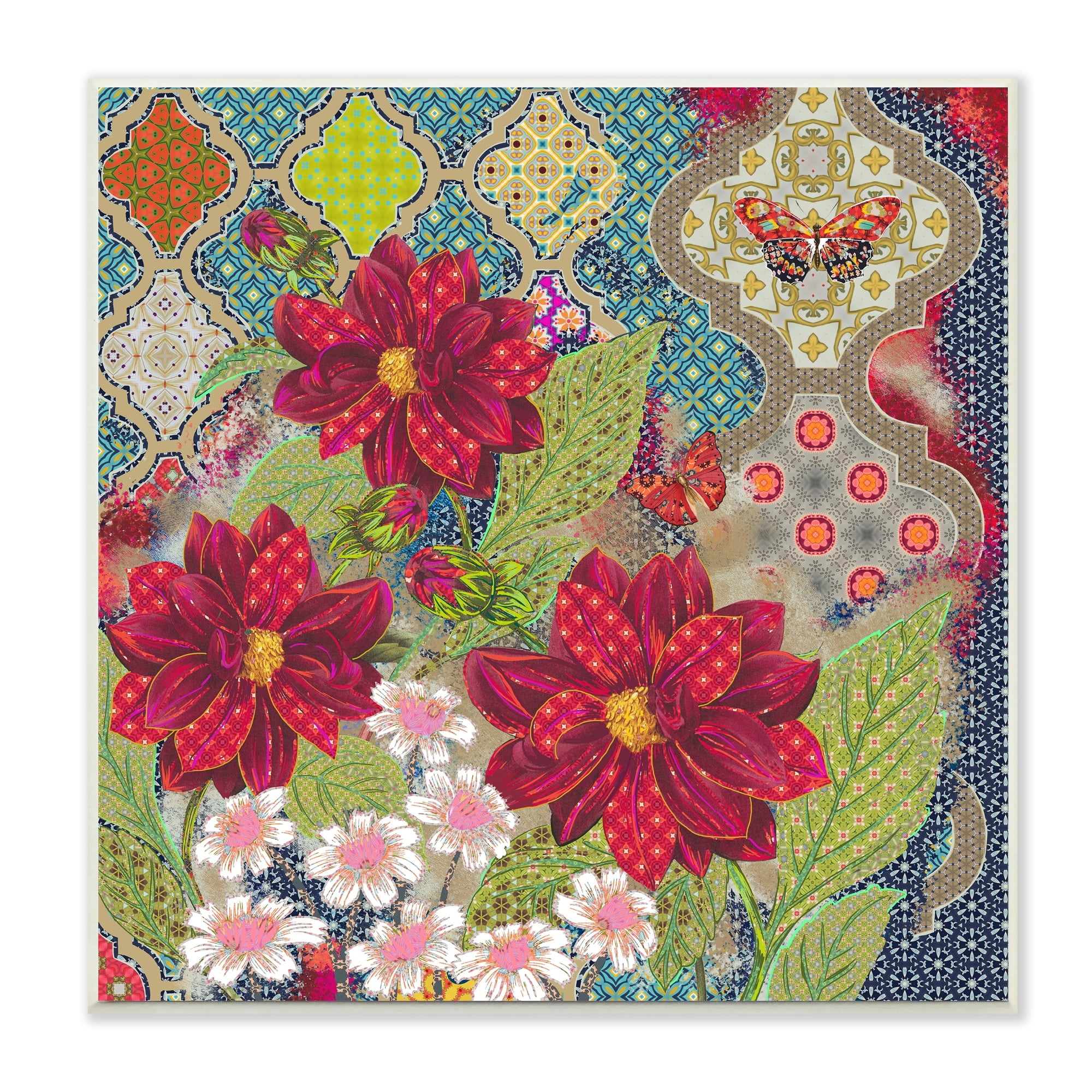 Stupell Industries Intricate Arabesque Pattern Abstract Floral Butterfly Wall Plaque by Sangita Bachelet