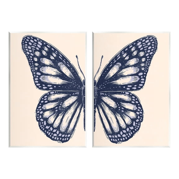 Stupell Industries Intricate Butterfly Wings Detail Bold Insect Drawing Graphic Art Unframed Art Print Wall Art, Set of 2, Design by Caroline Alfreds