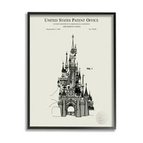 Stupell Industries Intricate Castle Blueprint Diagram Graphic Art Black Framed Art Print Wall Art, Design by Karl Hronek