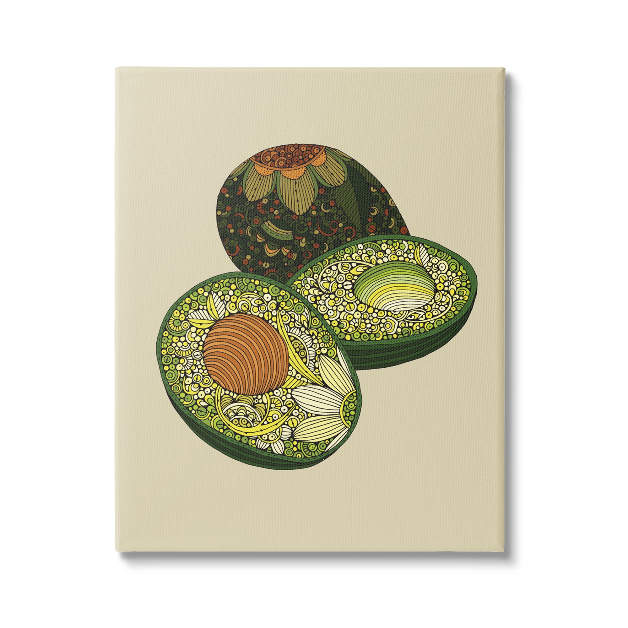 Stupell Industries Intricate Floral Pattern Avocado Fruit Still Life Graphic Art Gallery Wrapped Canvas Print Wall Art, Design by Valentina Harper