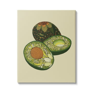 Stupell Industries Intricate Floral Pattern Avocado Fruit Still Life Graphic Art Gallery Wrapped Canvas Print Wall Art, Design by Valentina Harper
