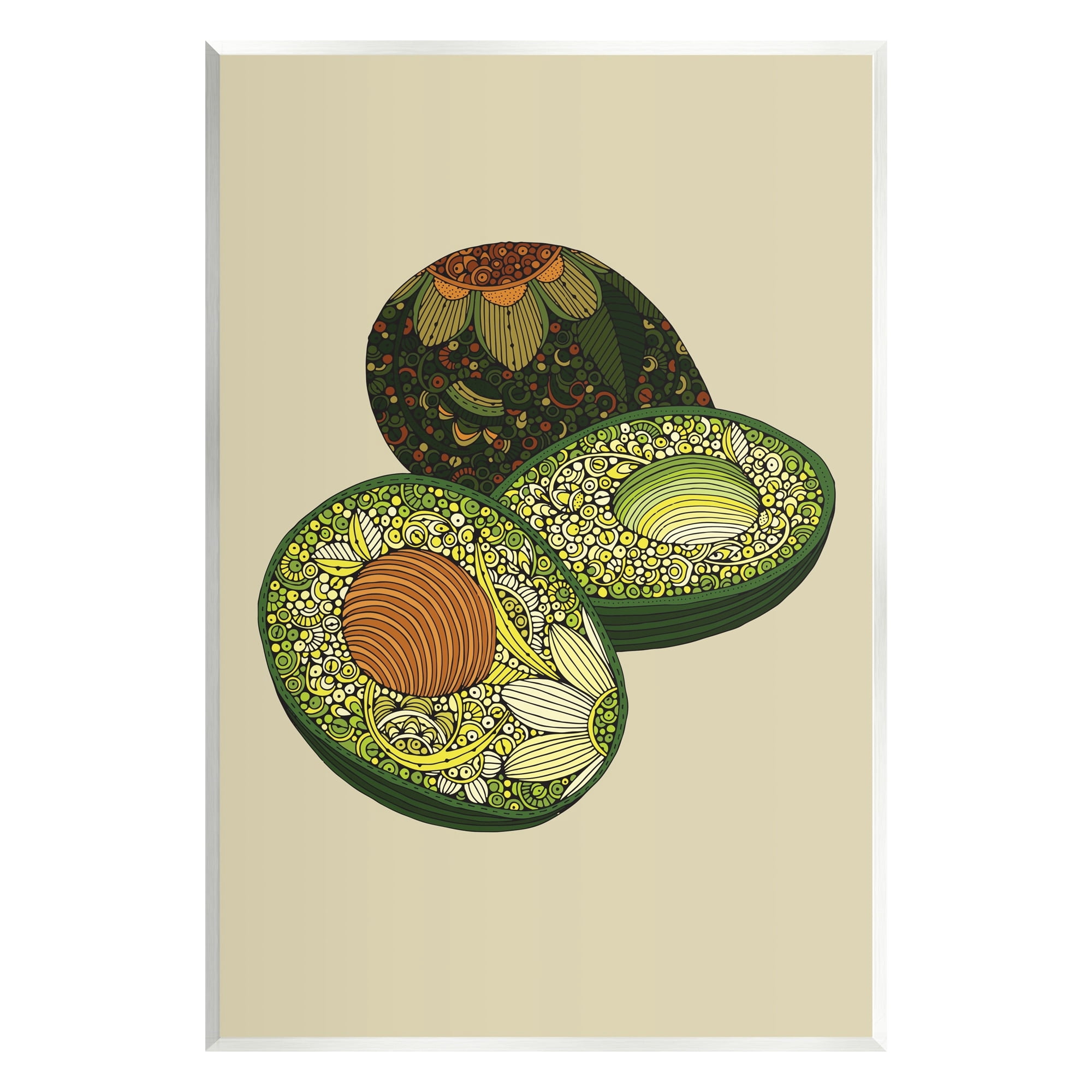 Stupell Industries Intricate Floral Pattern Avocado Fruit Still Life Graphic Art Unframed Art Print Wall Art, Design by Valentina Harper