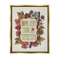 thumbnail image 1 of Stupell Industries Intricate Floral Shapes Brush Your Teeth Toothbrush Graphic Art Metallic Gold Floating Framed Canvas Print Wall Art, Design by Valentina Harper, 1 of 9