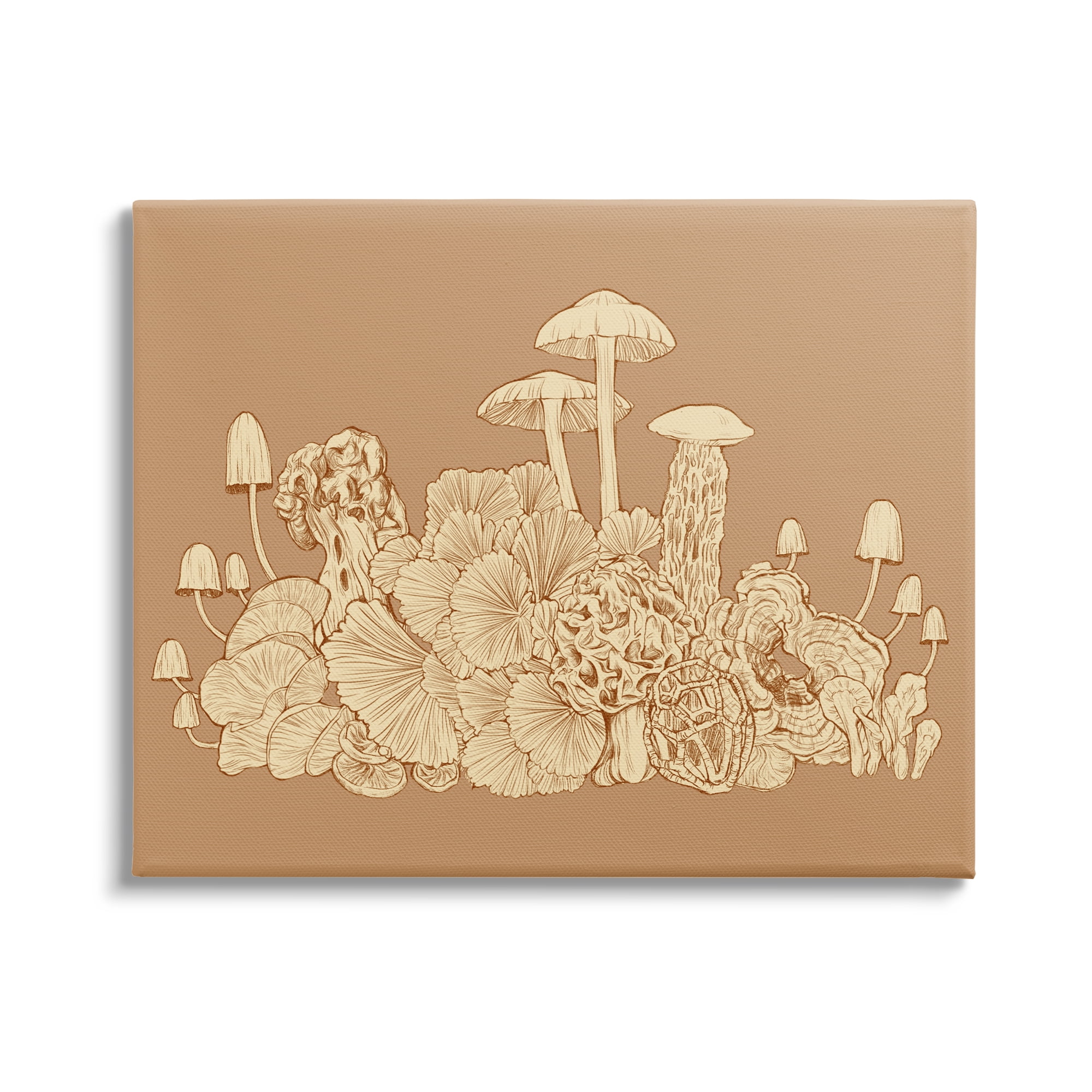 Stupell Industries Intricate Forest Mushrooms Plants Neutral Tones Drawing Graphic Art Gallery Wrapped Canvas Print Wall Art, Design by Ziwei Li