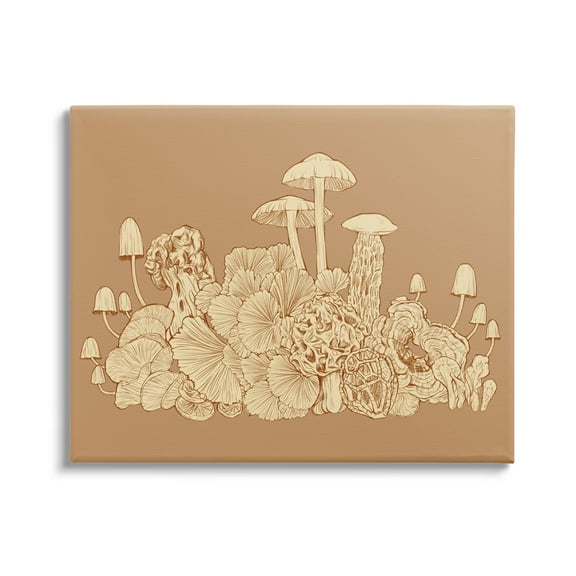 Stupell Industries Intricate Forest Mushrooms Plants Neutral Tones Drawing Graphic Art Gallery Wrapped Canvas Print Wall Art, Design by Ziwei Li
